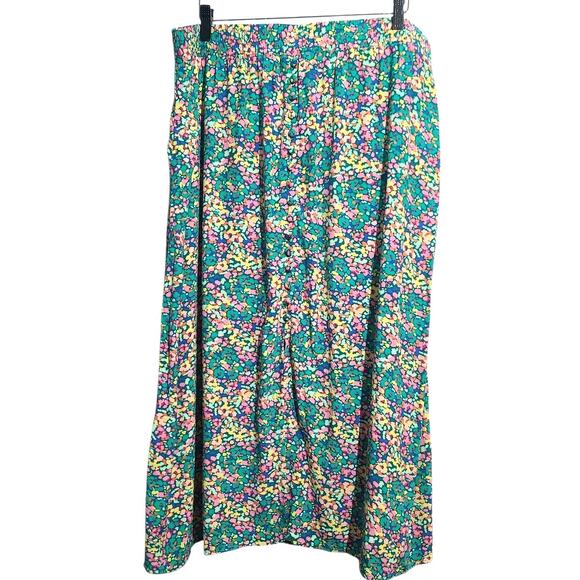 LOFT Green Floral Midi Skirt Size XL NWT - Picture 2 of 6
